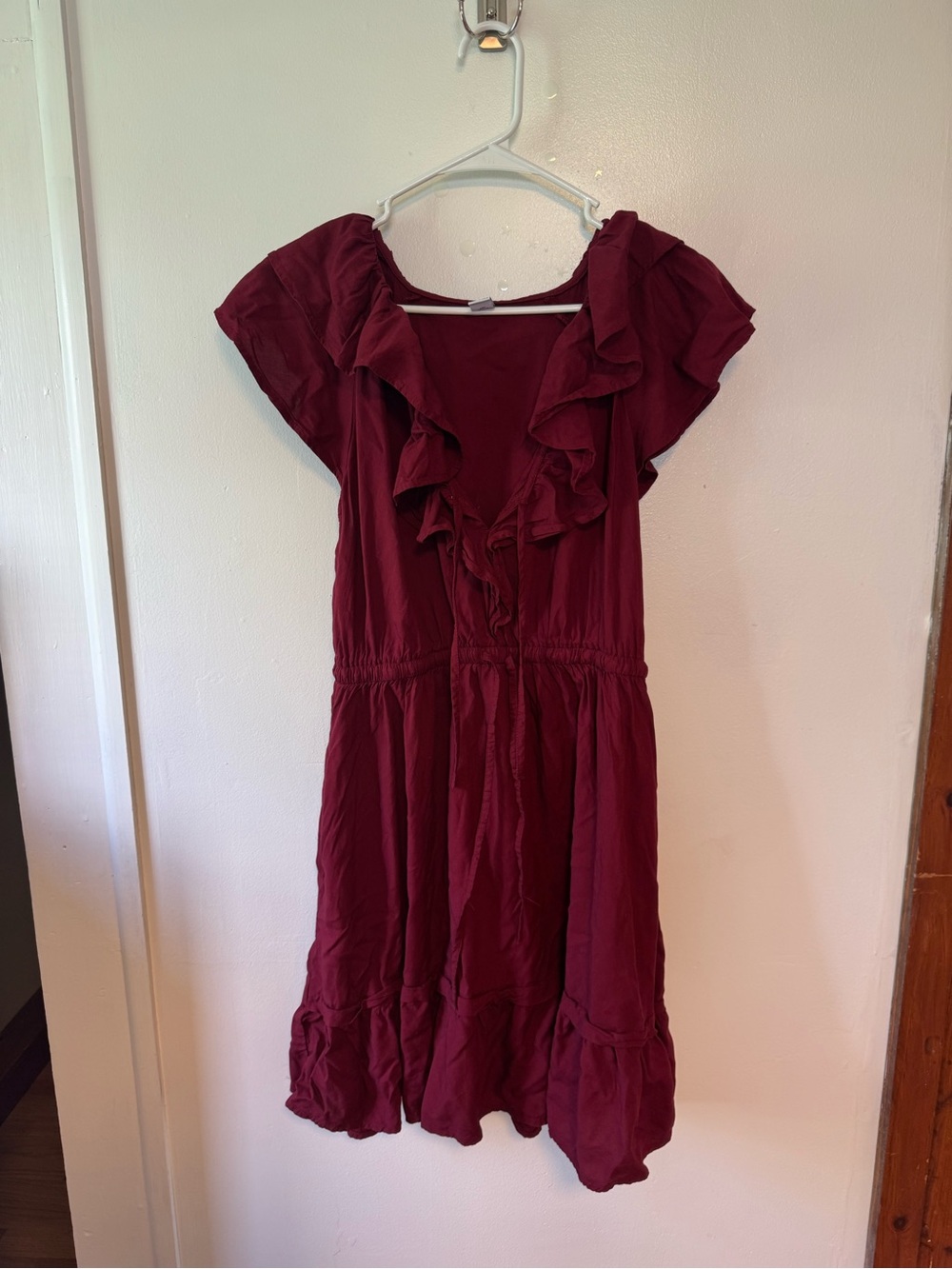 Old Navy Burgundy Ruffle-Front Dress